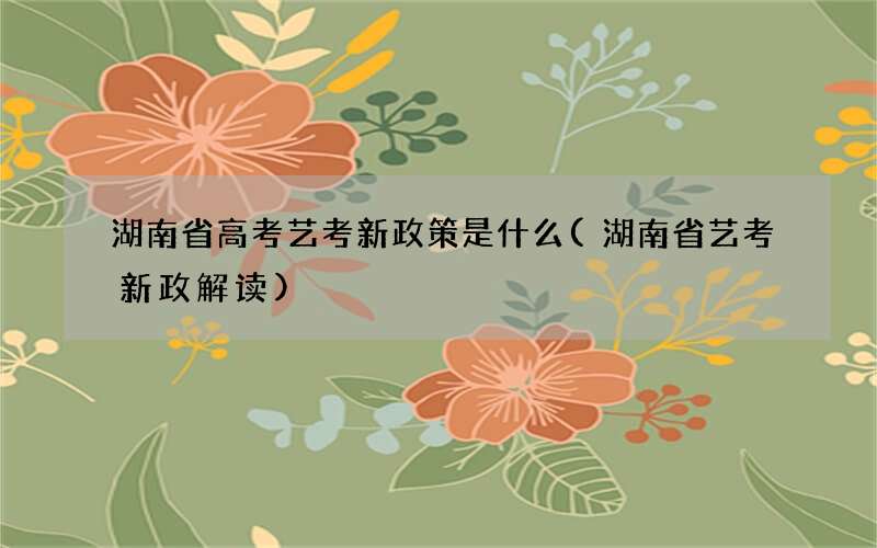 湖南省高考艺考新政策是什么(湖南省艺考新政解读)